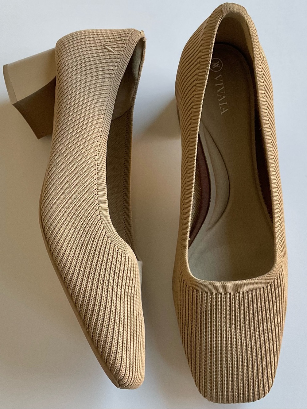 VIVAIA Melody Beige Knit Square Toe Heels Size EU 42 US 10.5